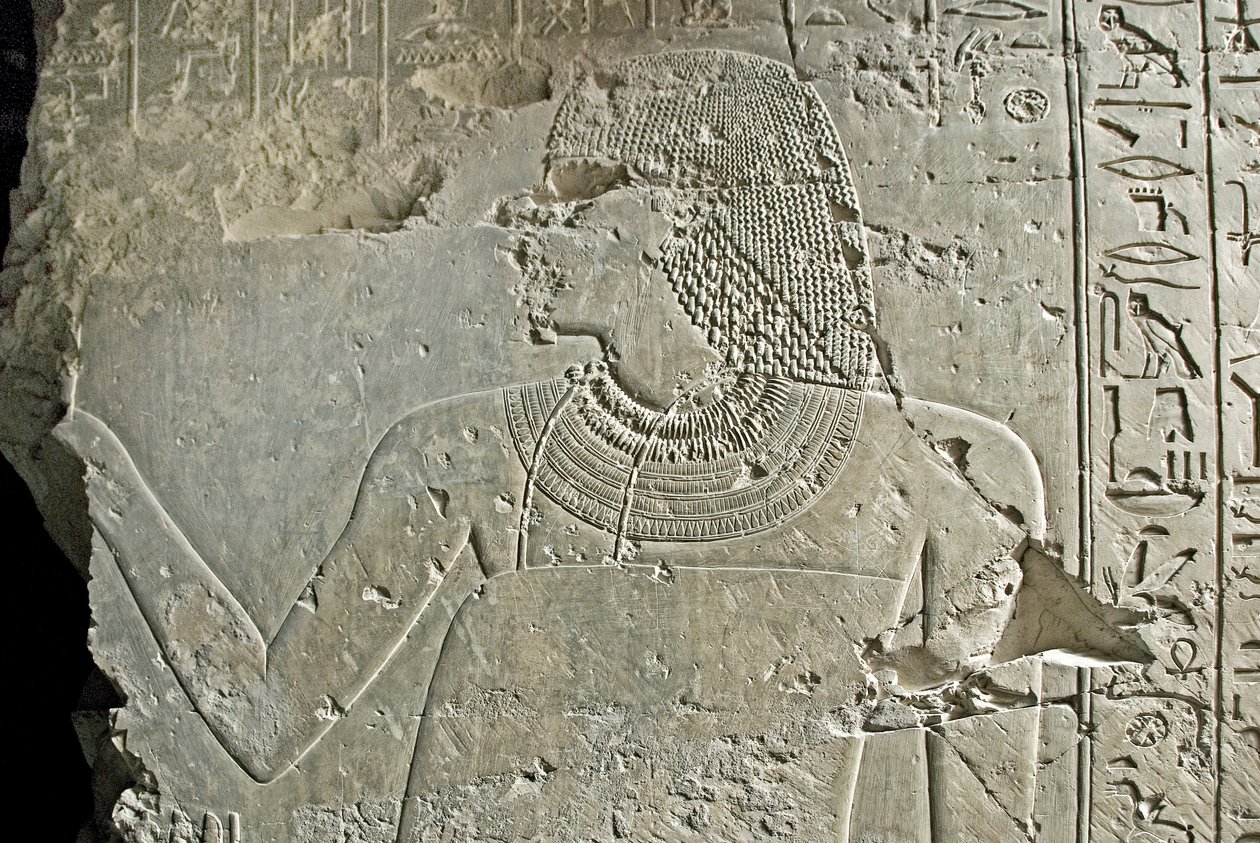 Antiquité égyptienne : représentation du vizir Ramose. Bas-relief de sa tombe (18ème dynastie). Louxor, Thèbes, Tombe des Nobles, Égypte - Egyptian 18th Dynasty