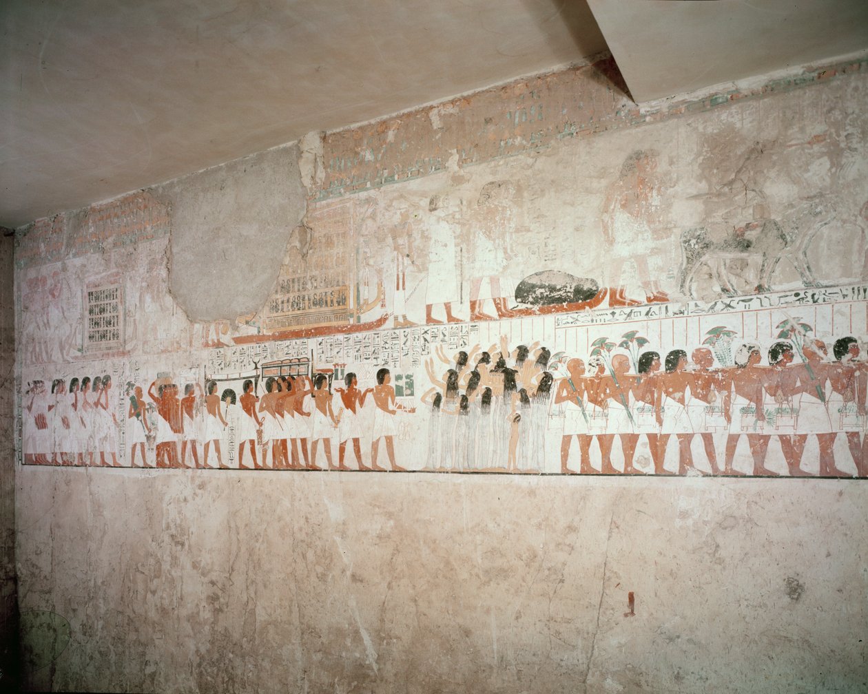 Intérieur de la tombe de Ramose, Nouvel Empire, vers 1360 av. J.-C. (peinture murale) - Egyptian 18th Dynasty