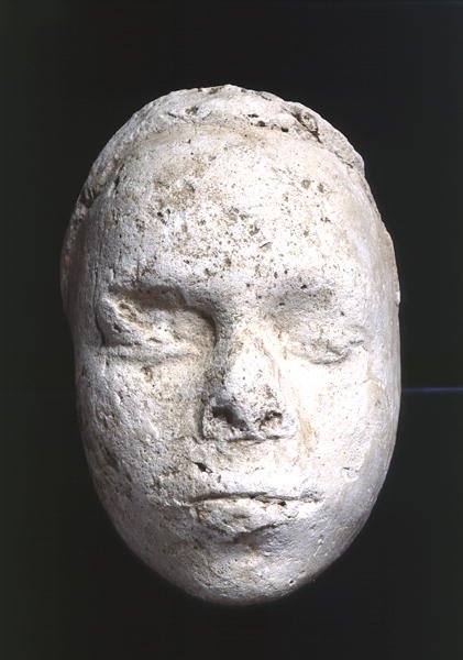Masque masculin, peut-être une étude de sculpteur, de Tell El-Amarna, c.1353-1295 av. J.-C. (plâtre) - Egyptian 18th Dynasty