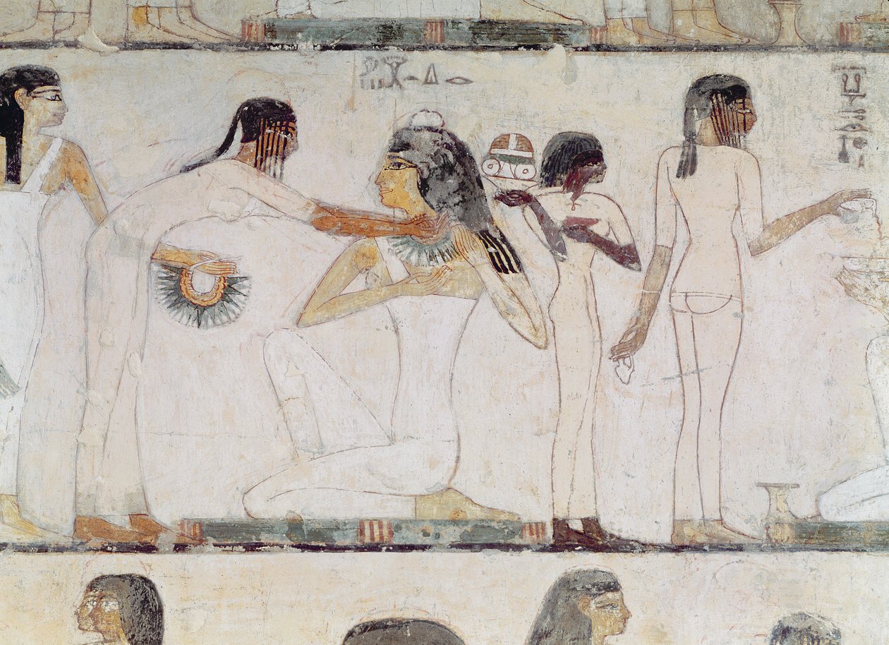 La toilette des femmes nobles, de la tombe de Rekhmire, vizir de Thoutmôsis III et Amenhotep II, Nouvel Empire - Egyptian 18th Dynasty