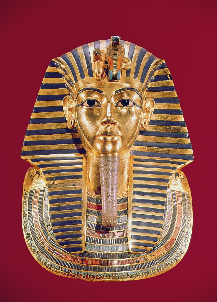 Le masque funéraire de Toutânkhamon (c.1370-1352 av. J.-C.) c.1336-1327 av. J.-C., Nouvel Empire (or incrusté de pierres semi-précieuses) - Egyptian 18th Dynasty