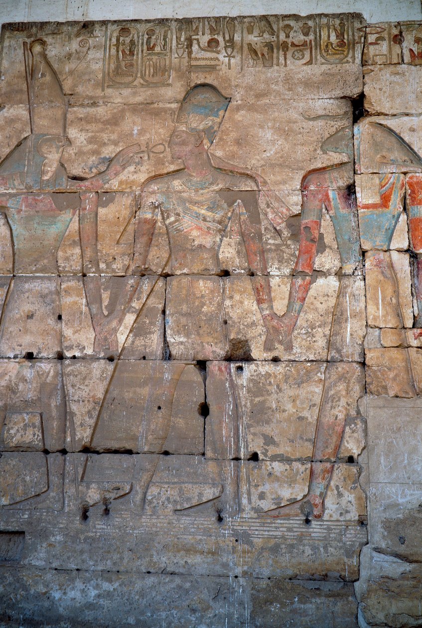 Antiquité égyptienne : détail des bas-reliefs du temple de Séthi Ier à Abydos - Egyptian 19th Dynasty