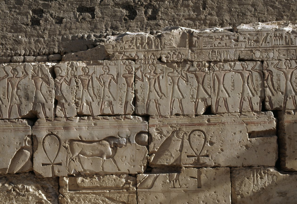 Relief, Temple de Ramsès II, Abydos, Égypte, civilisation égyptienne, Nouvel Empire, Dynastie XIX - Egyptian 19th Dynasty