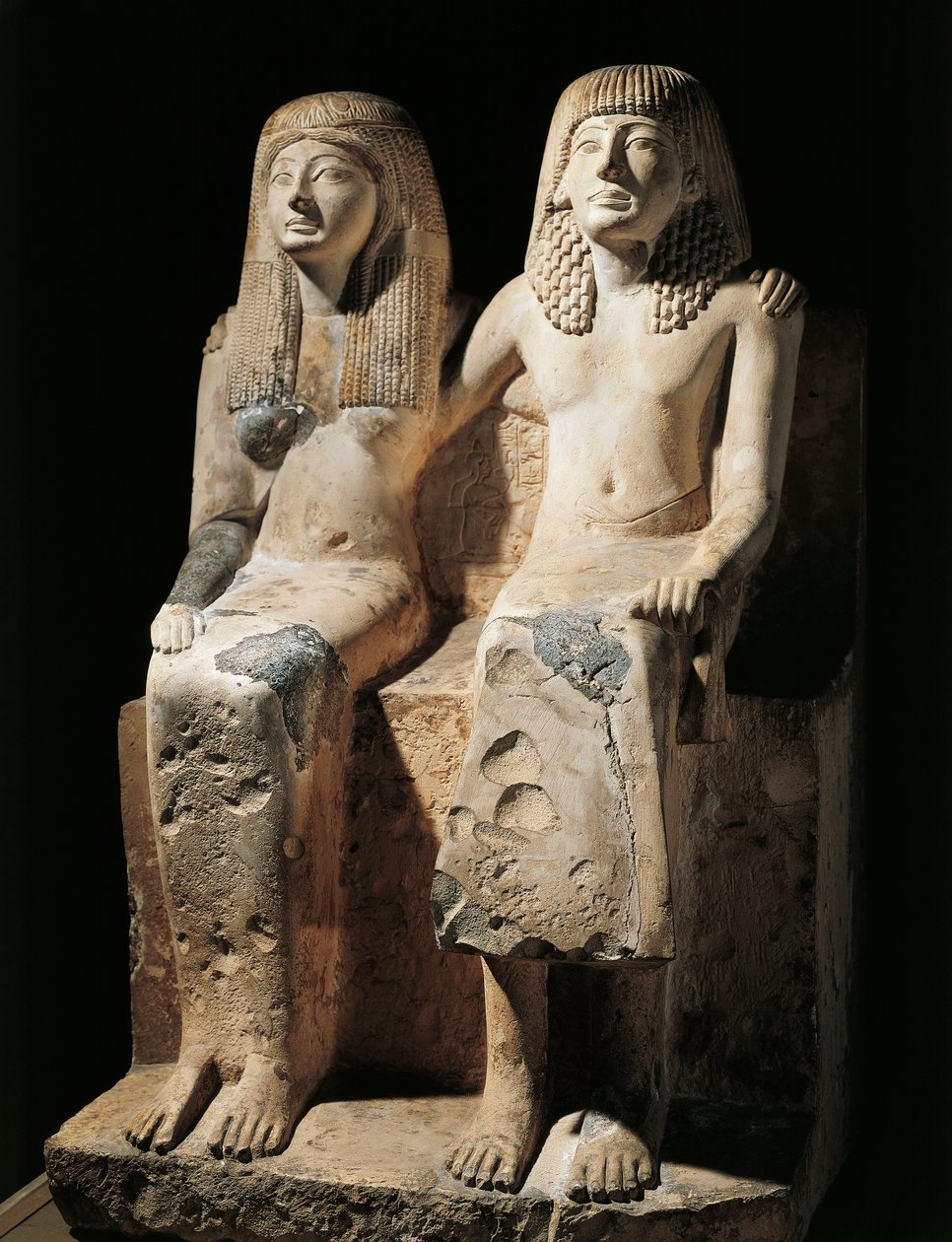 Groupe statuaire représentant le scribe Pendua et sa femme Nefertari - Egyptian 19th Dynasty
