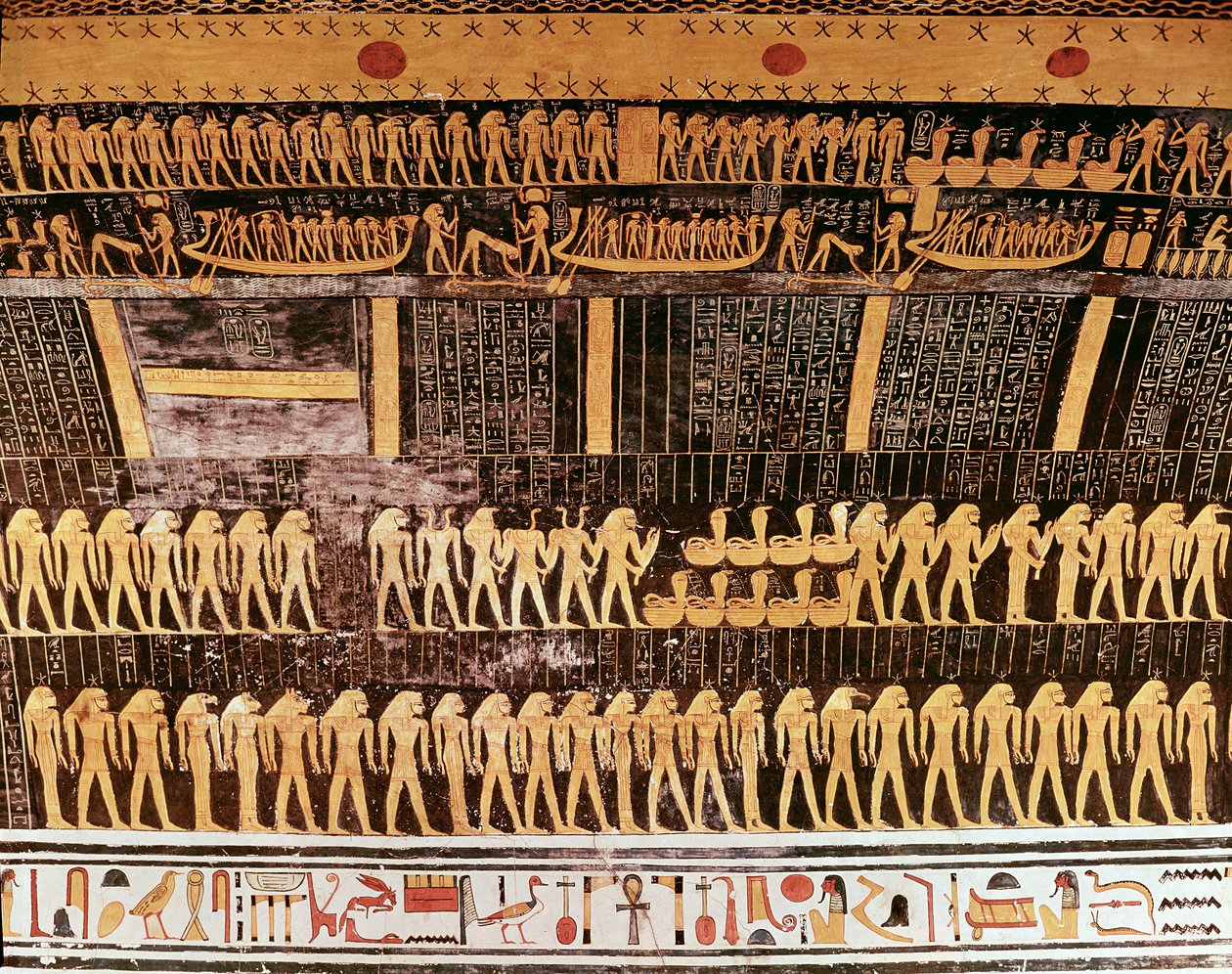 Détail du Livre du Jour du plafond de la chambre funéraire de la tombe de Ramsès VI (r.1143-1136 av. J.-C.) Nouvel Empire - Egyptian 20th Dynasty