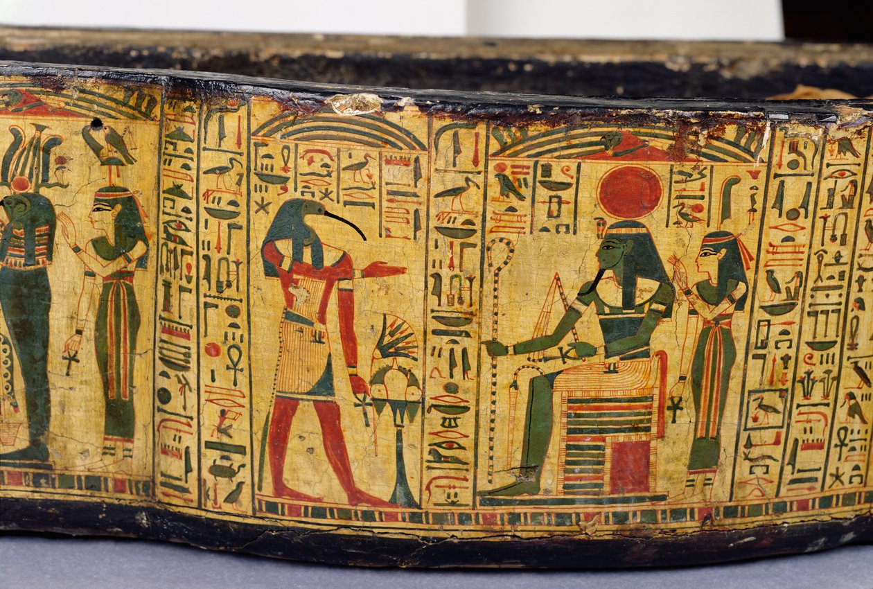 (détail) de la base extérieure du cercueil de la momie de Nesyamun, peut-être trouvé à Deir El-Bahri, Nouvel Empire, vers 1100 av. J.-C. - Egyptian 20th Dynasty