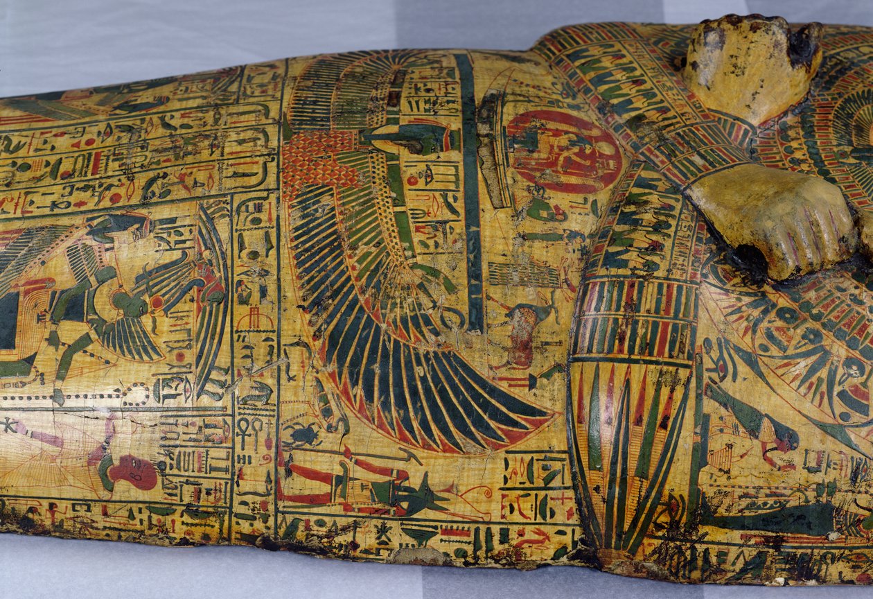 Détail du couvercle extérieur du cercueil de la momie de Nesyamun, probablement trouvé à Deir El-Bahri, Nouvel Empire, vers 1100 av. J.-C. - Egyptian 20th Dynasty