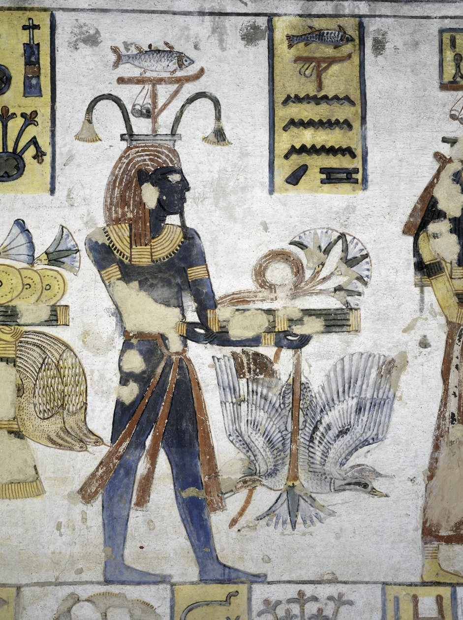 Égypte, Thèbes, Louxor, Vallée des Rois, Tombe de Ramsès III, peinture murale des offrandes rituelles, de la vingtième dynastie - Egyptian 20th Dynasty