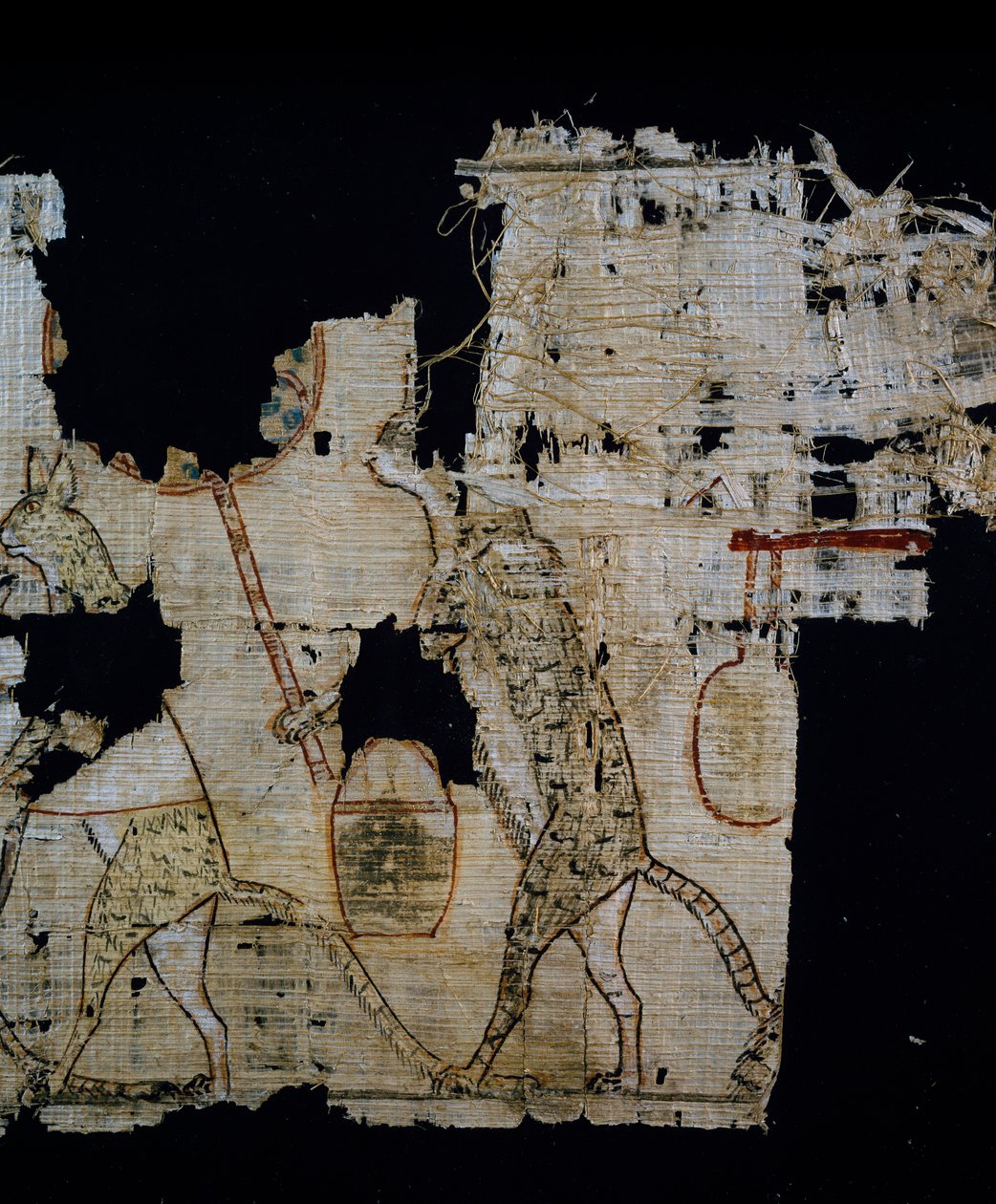 Papyrus représentant une scène satirique, vers 1100 av. J.-C., datant du règne de Ramsès IX, Détail, Civilisation égyptienne, Nouvel Empire, XXe dynastie - Egyptian 20th Dynasty