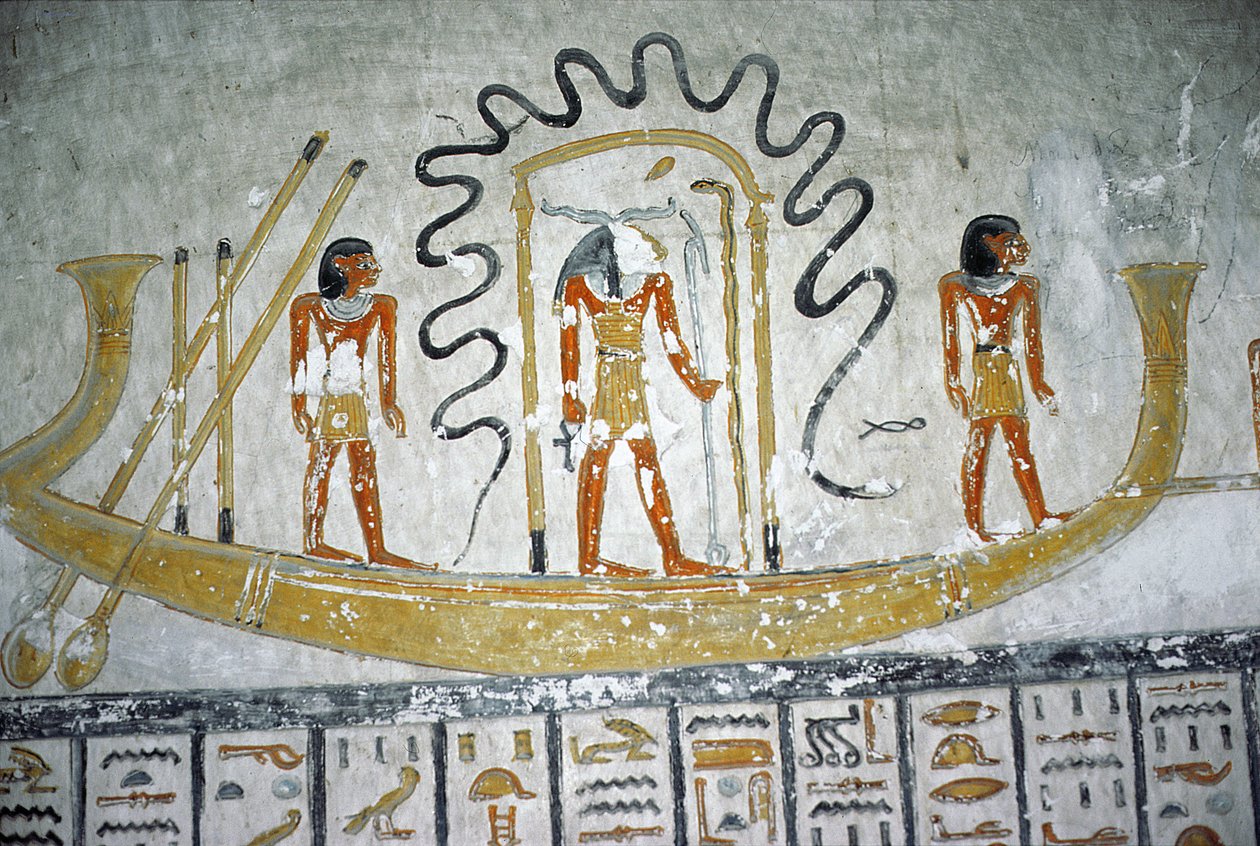 Rê dans le bateau de nuit, de la tombe de Ramsès VI, Nouvel Empire (vers 1145-1137 avant J.-C.) - Egyptian 20th Dynasty