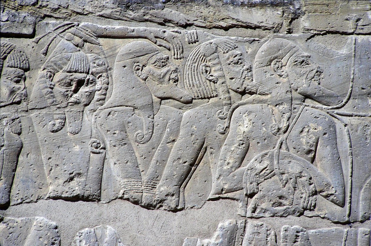 Relief représentant des « Prisonniers du Nord » à la bataille de Ramsès III, Grand Temple de Médinet - Egyptian 20th Dynasty