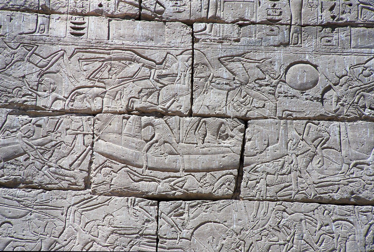 Les Peuples de la Mer, Bataille navale de Ramsès III, Medinet Habu, 1195-64 av. J.-C. - Egyptian 20th Dynasty