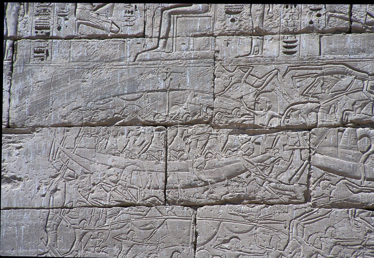 Les Peuples de la Mer, Bataille Navale de Ramsès III, Medinet Habu, 1195-64 av. J.-C. - Egyptian 20th Dynasty