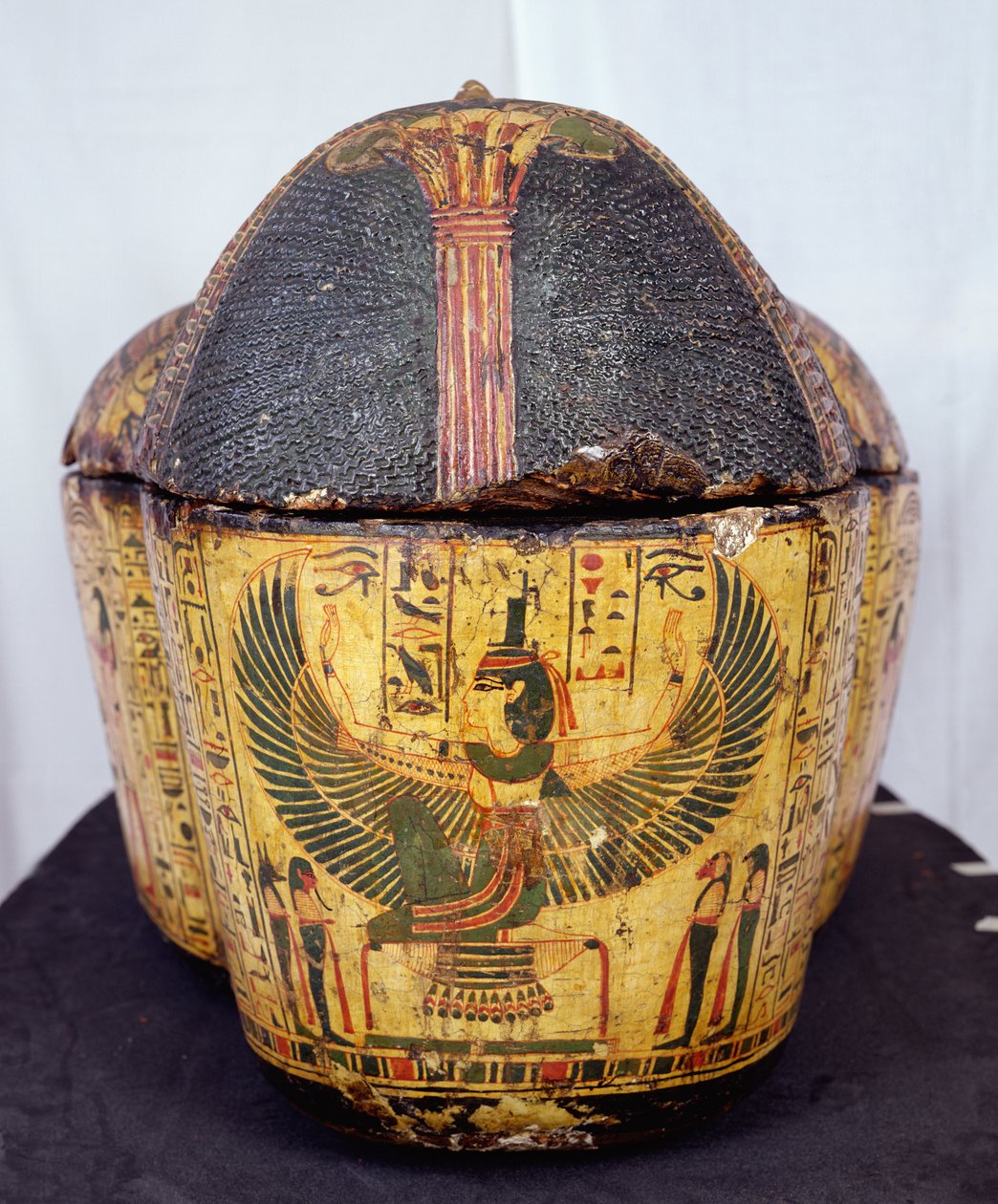 Extrémité supérieure du cercueil de la momie de Nesyamun, probablement trouvé à Deir el-Bahari, Nouvel Empire, vers 1100 av. J.-C. (bois peint) - Egyptian 20th Dynasty