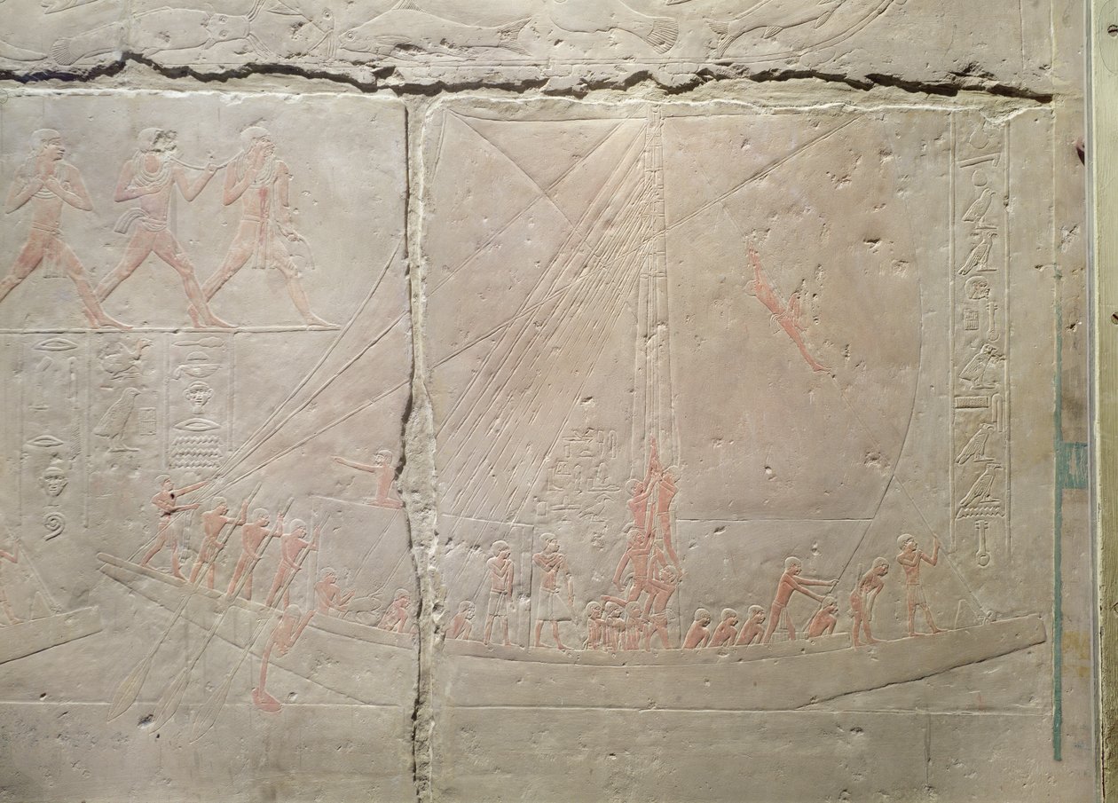 Relief représentant un voyage en bateau, du mastaba d