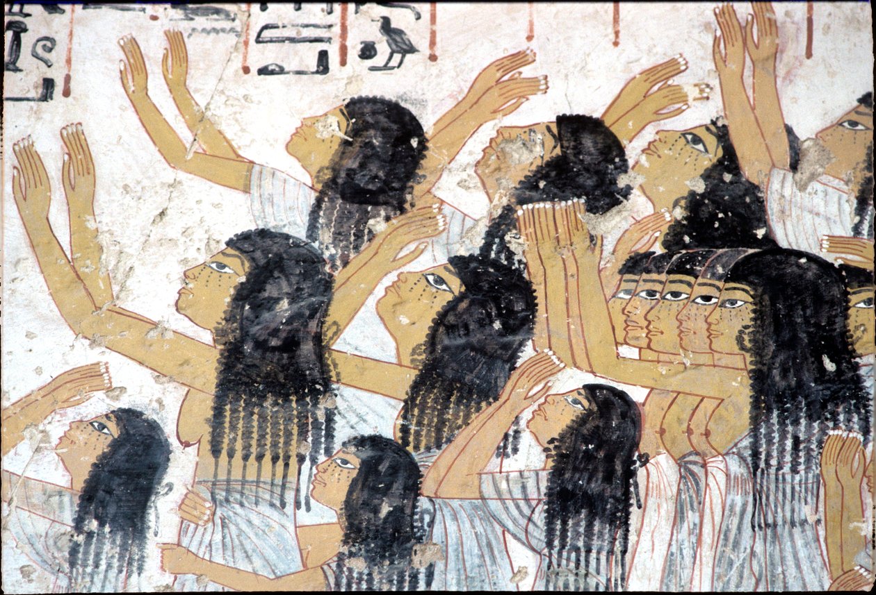 Égypte ancienne, Peinture murale, Femmes en deuil dans une procession funéraire, Tombe de Ramose, Thèbes - Egyptian Egyptian