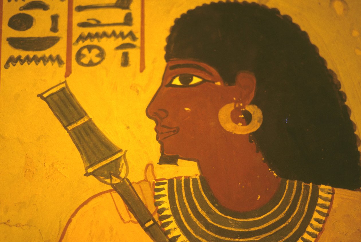 Égypte ancienne, peinture murale, Tombe de Sennufer, Thèbes/Louxor, Sennufer tenant un sceptre, Maire de Thèbes, surveillant sous Amenhotep II - Egyptian Egyptian
