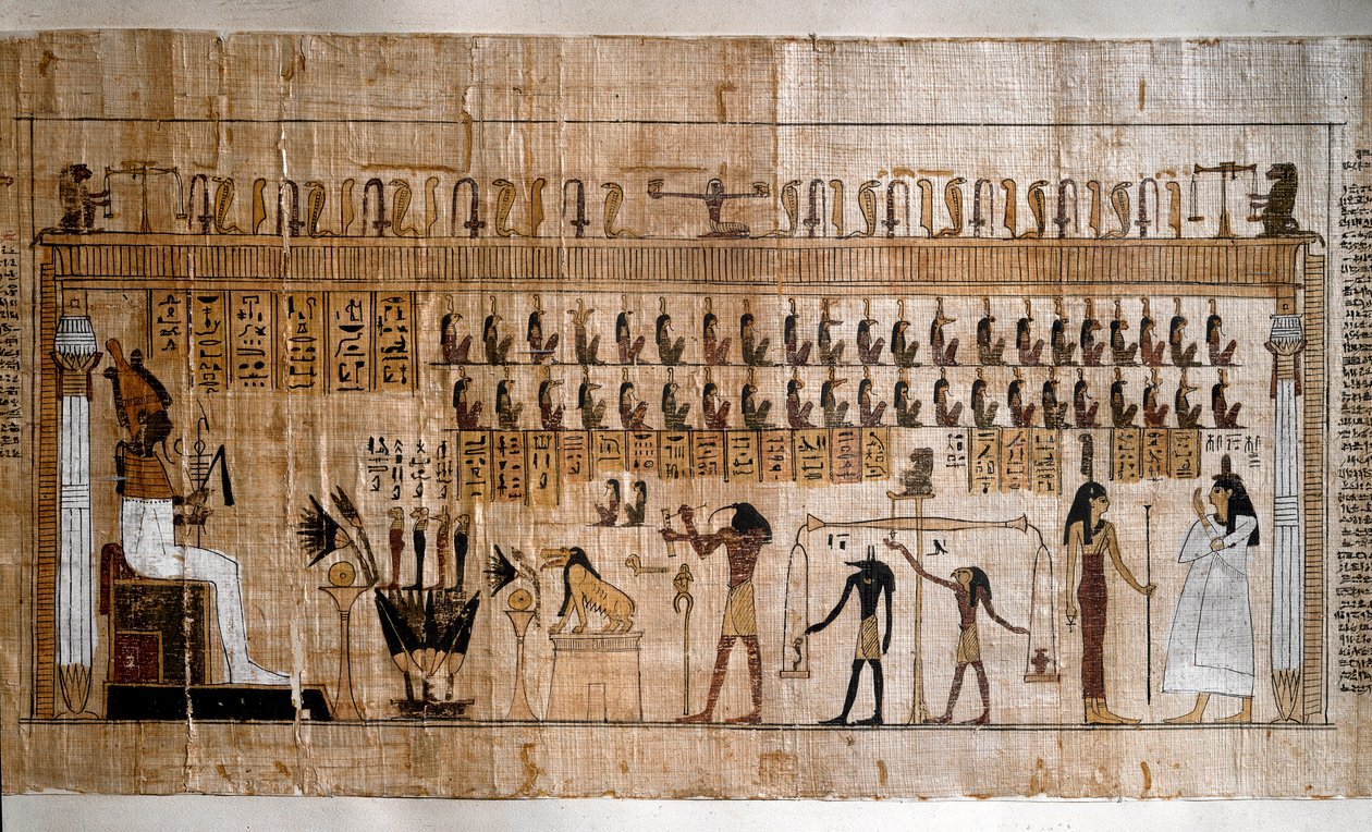 Antiquité égyptienne : la pesée des âmes (psychostasie). Papyrus du Livre des Morts. Turin, Musée égyptien - Egyptian Egyptian