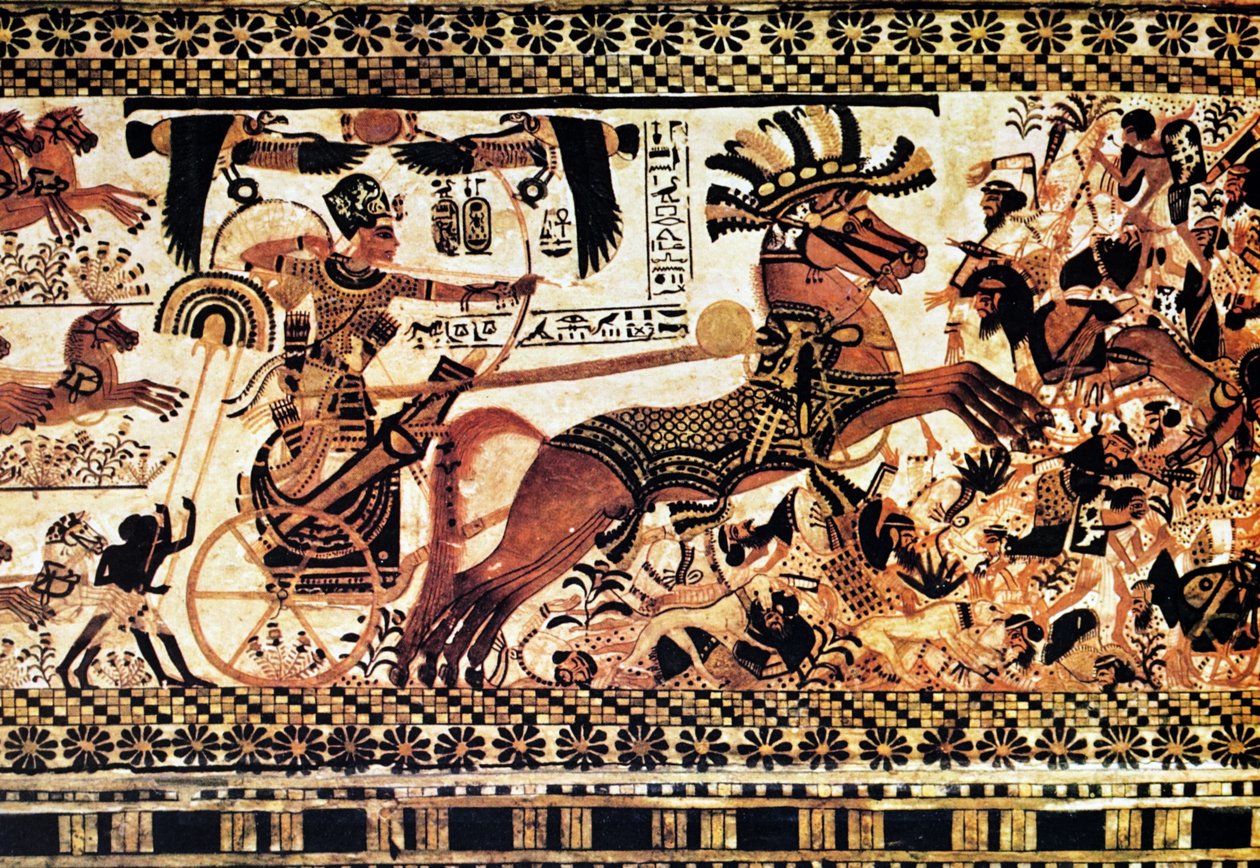 Peinture murale de tombeau égyptien représentant une scène de bataille - Egyptian Egyptian