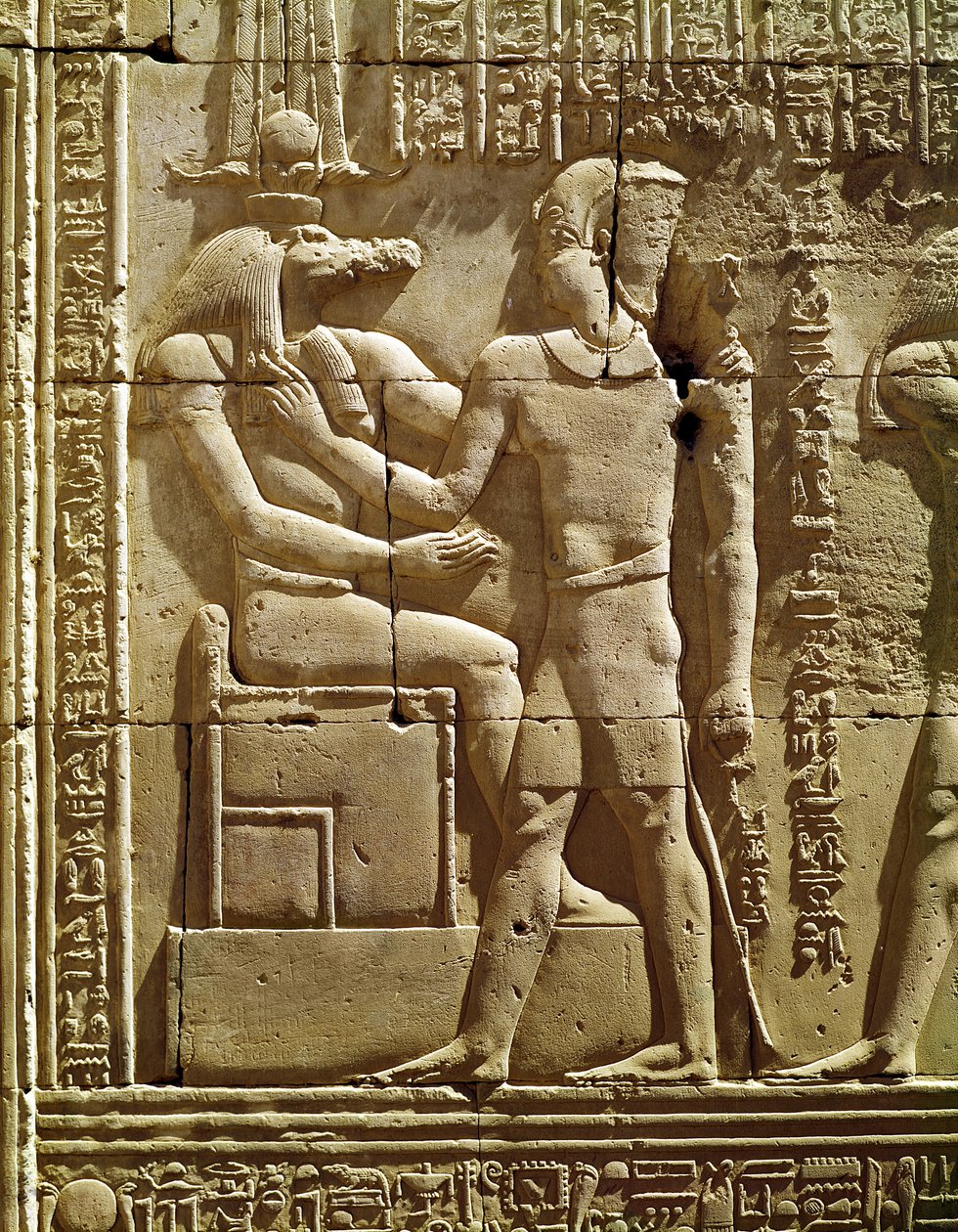 Relief de Sobek et Ptolémée VI Philométor (180-45 av. J.-C.) - Egyptian Ptolemaic Period