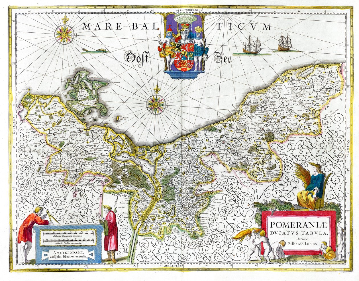 Carte du duché historique de Poméranie du XVIIe siècle - Eilhard Lubinus