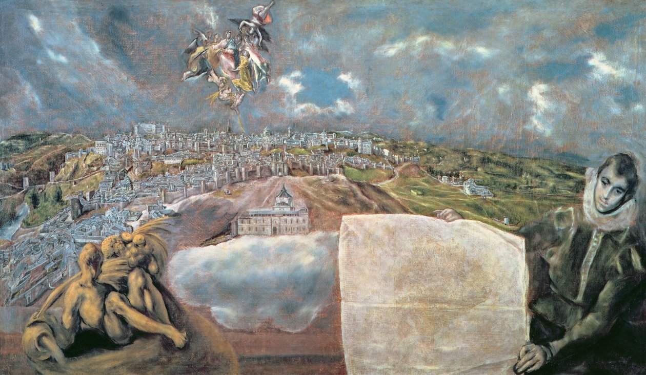 Vue et Carte de la Ville de Tolède - El Greco