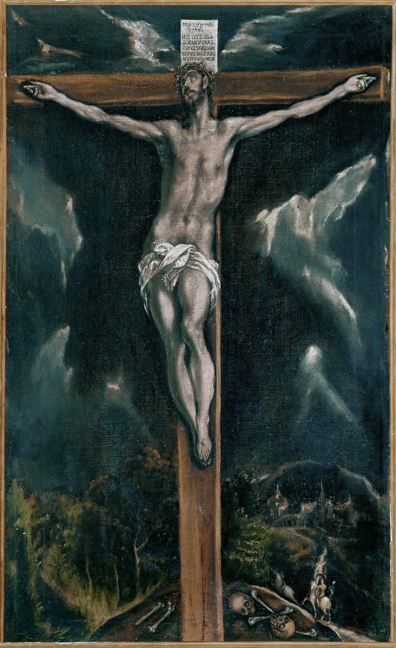 Crucifixion (peinture sur toile) - El (1541-1614) Greco