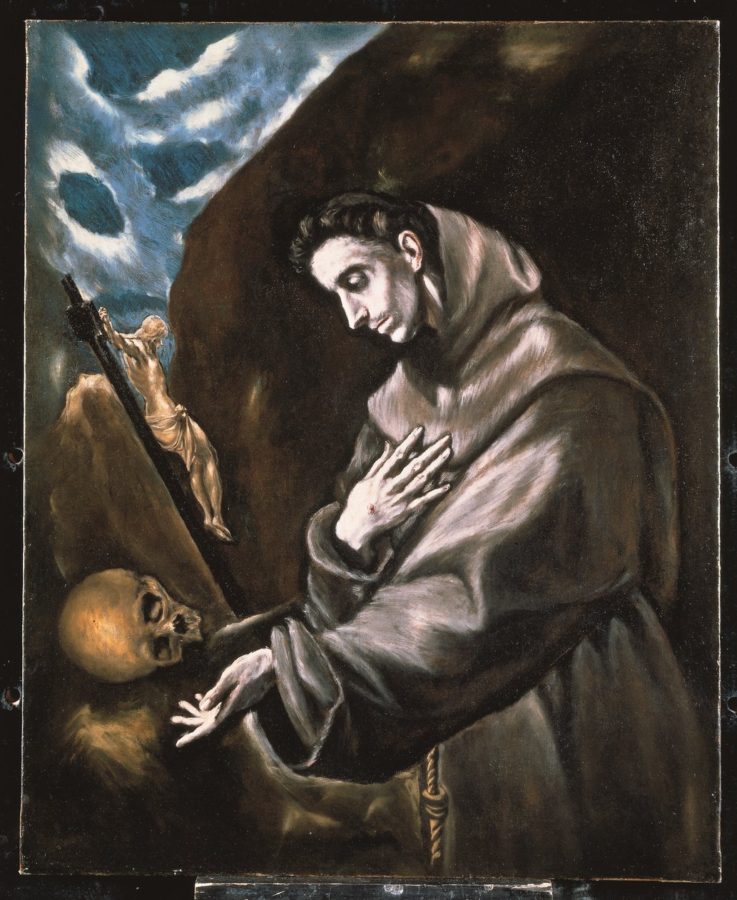 Saint François debout en méditation (huile sur toile) - El (1541-1614) Greco