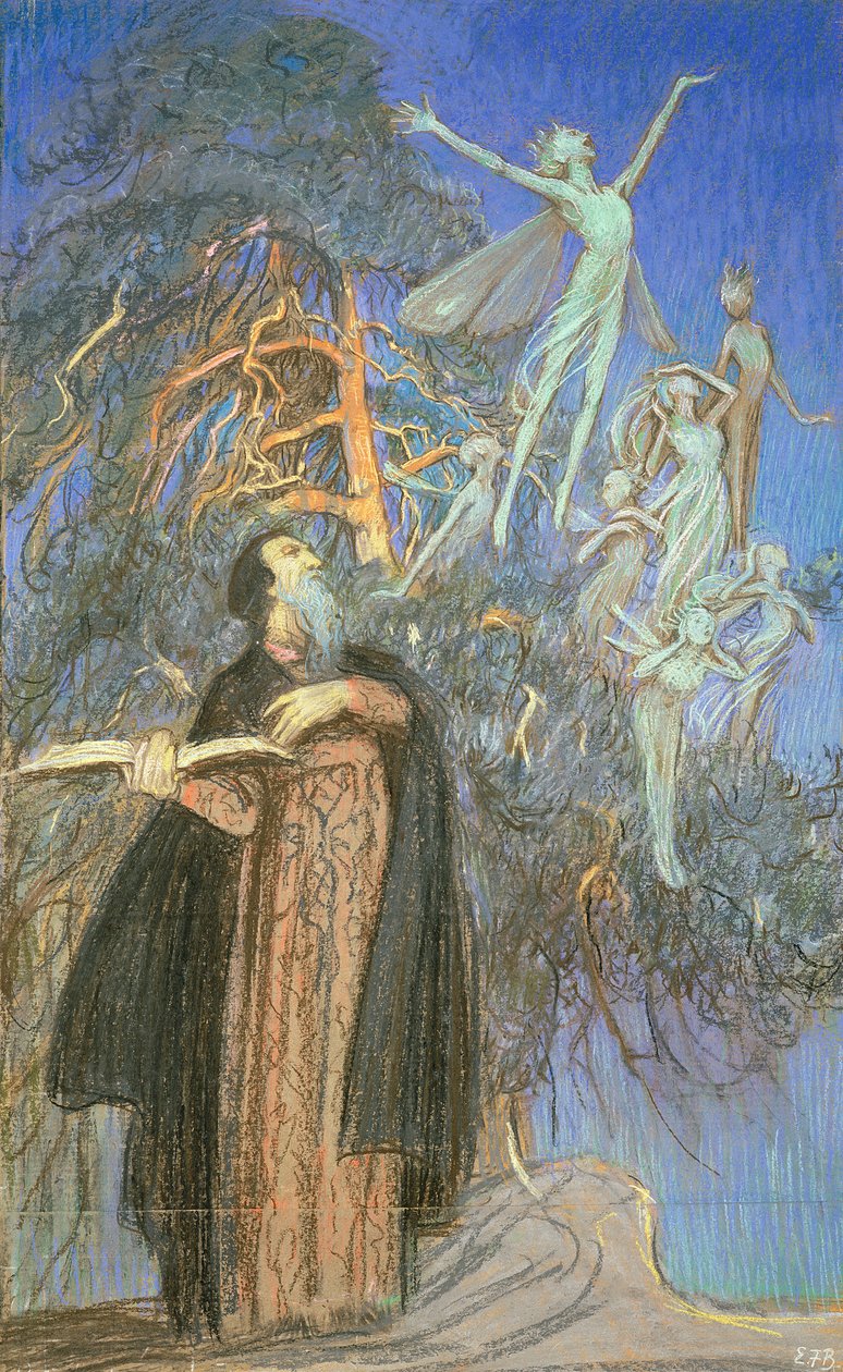 Prospero et Ariel, étude pour un tableau perdu commandé pour Broadcasting House, Londres, vers 1931 - Eleanor Fortescue Brickdale
