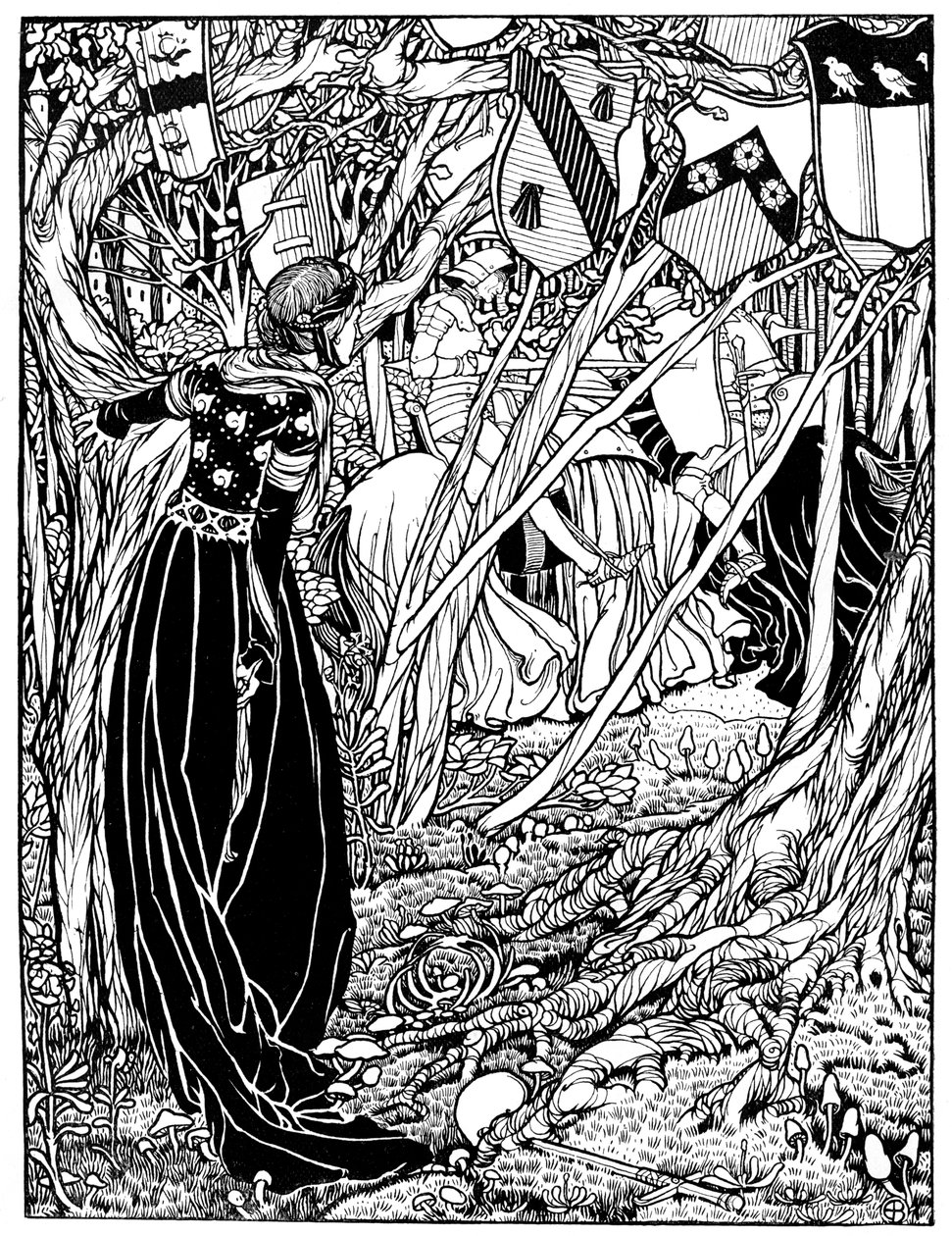 Une illustration pour Sir Lancelot Du Lac, 1898 - Eleanor Fortescue Brickdale