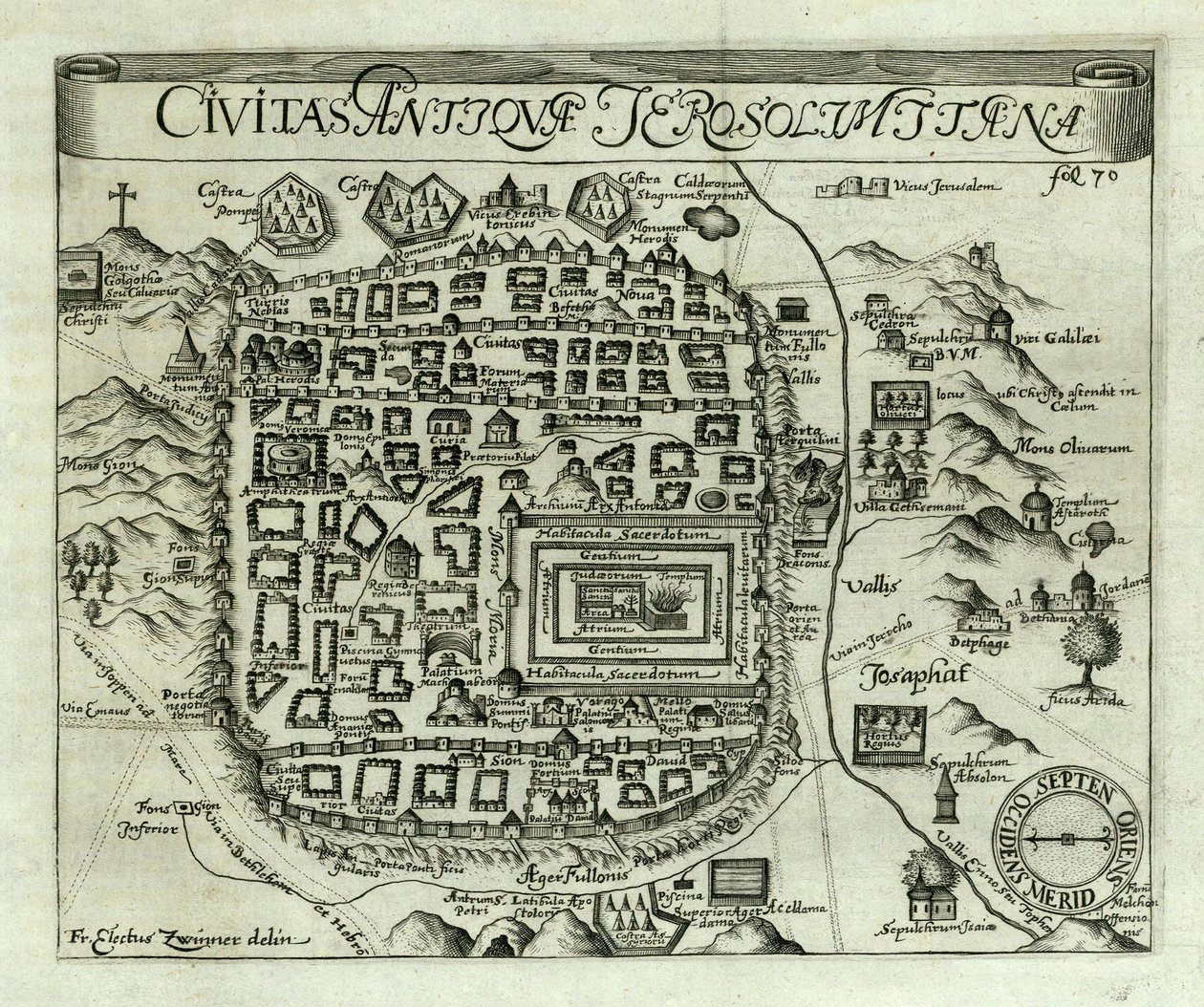Carte de Jérusalem, 1661 - Electus Zwinner