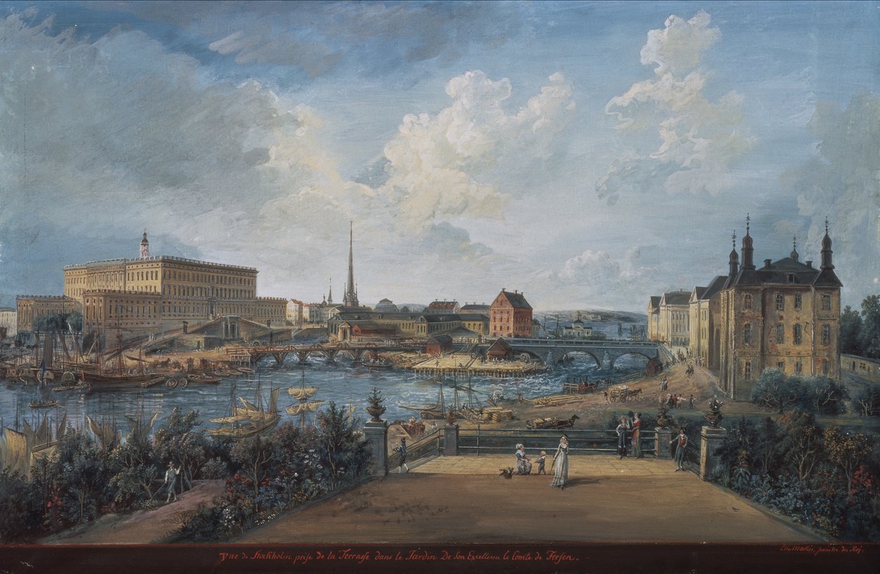 Vue de Stockholm depuis la terrasse Fersen avec le palais Makalos - Elias Martin