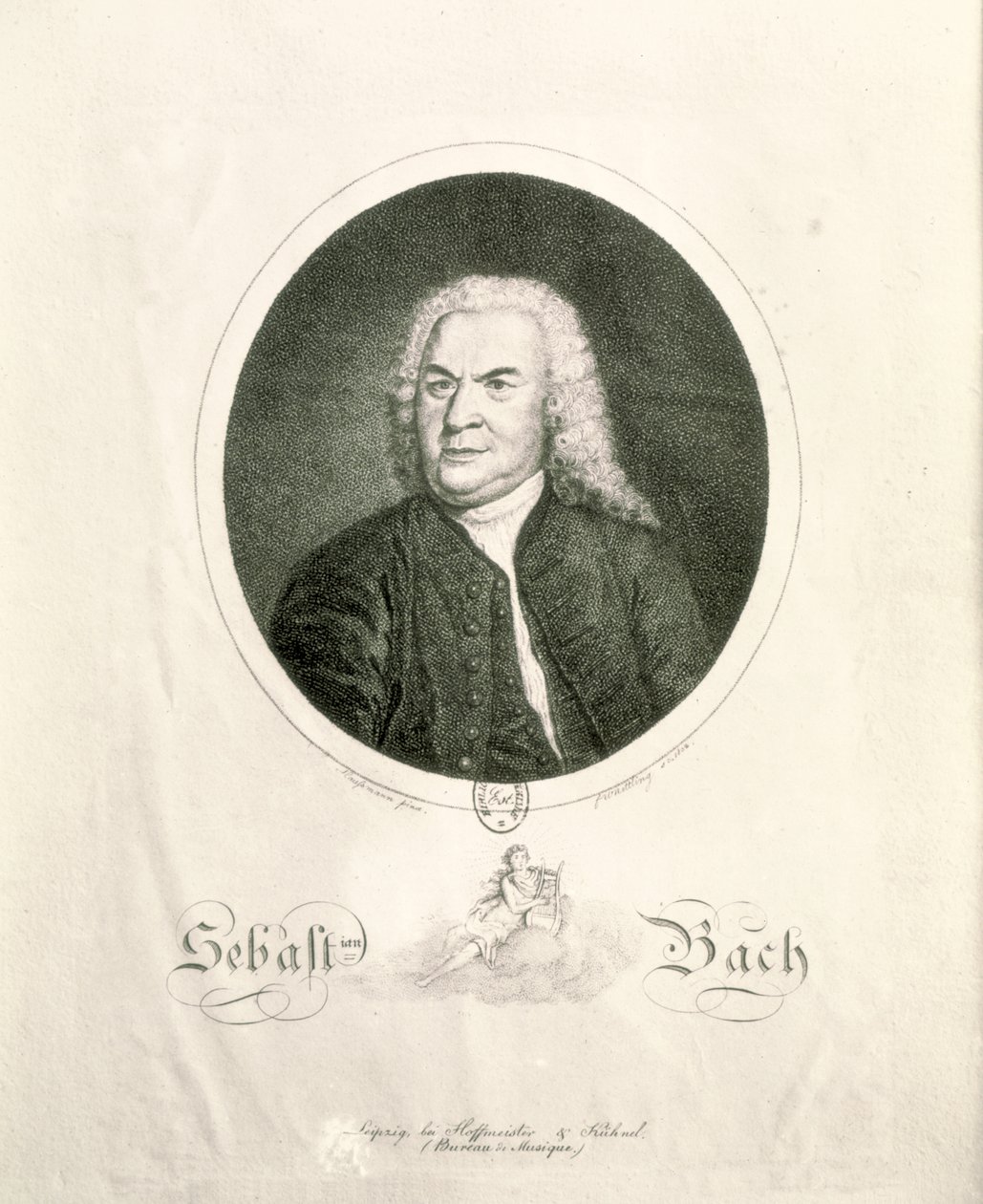 Portrait de Johann Sebastian Bach (1685-1750) gravé par Friedrich Wilhelm Nettling - Elias Gottleib Haussmann