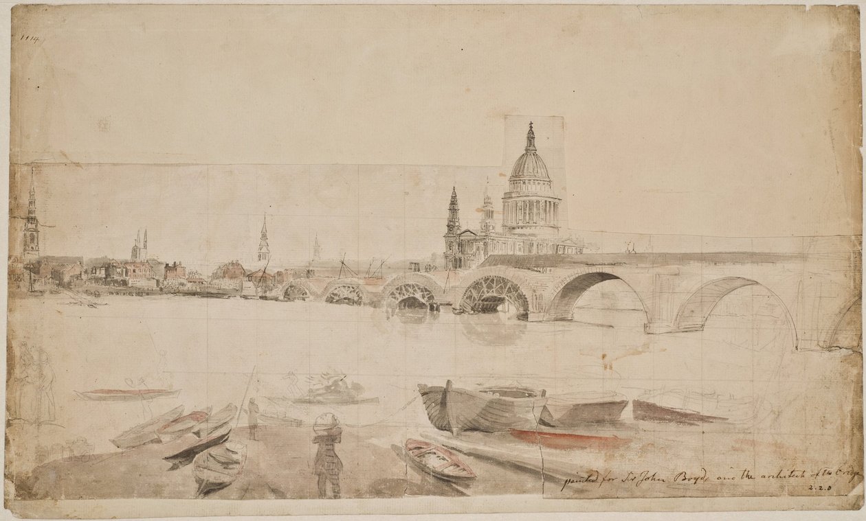 London Bridge et Saint-Paul vus depuis la rive de la Tamise - Elias Martin