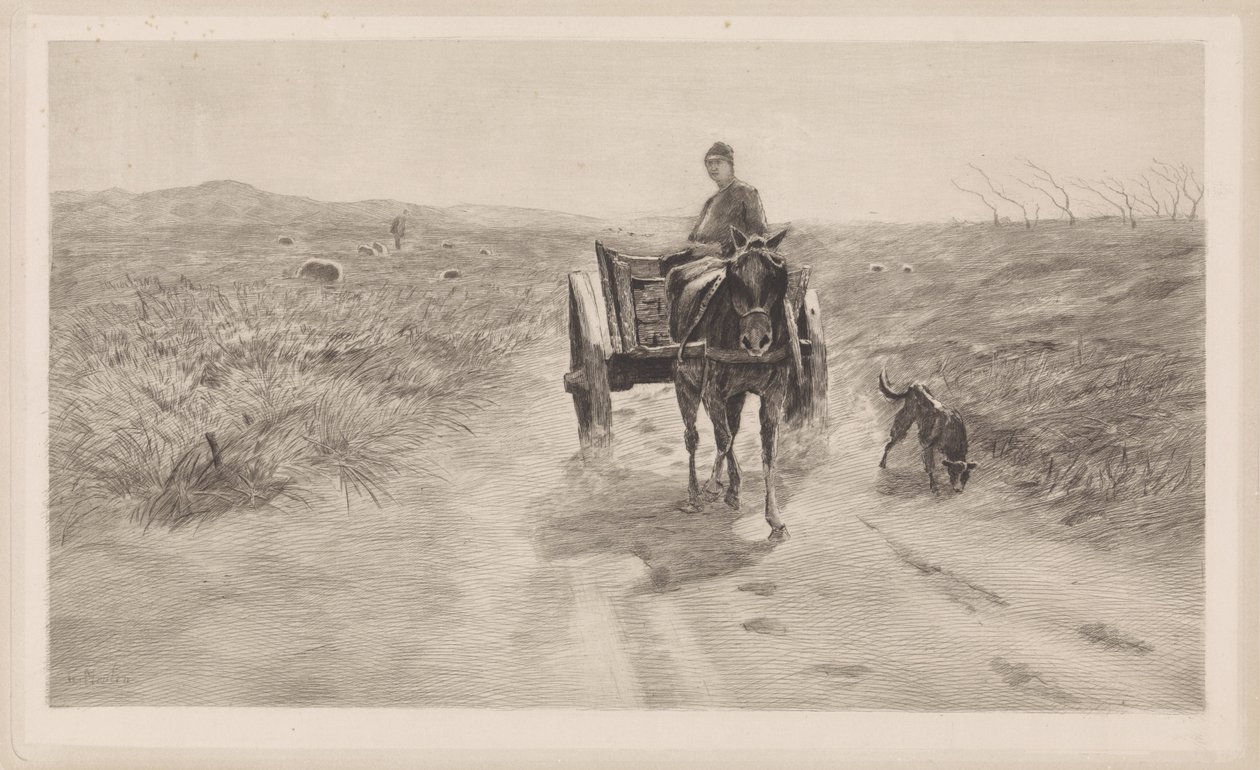 Paysage avec une charrette tirée par des chevaux - Elias Stark