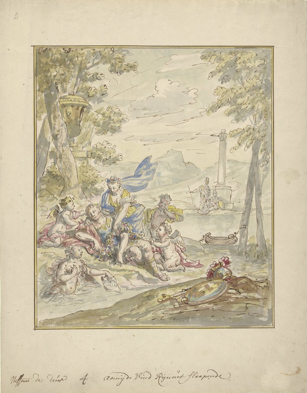 Projet pour une peinture murale avec Armida et Rinaldo - Elias van Nijmegen