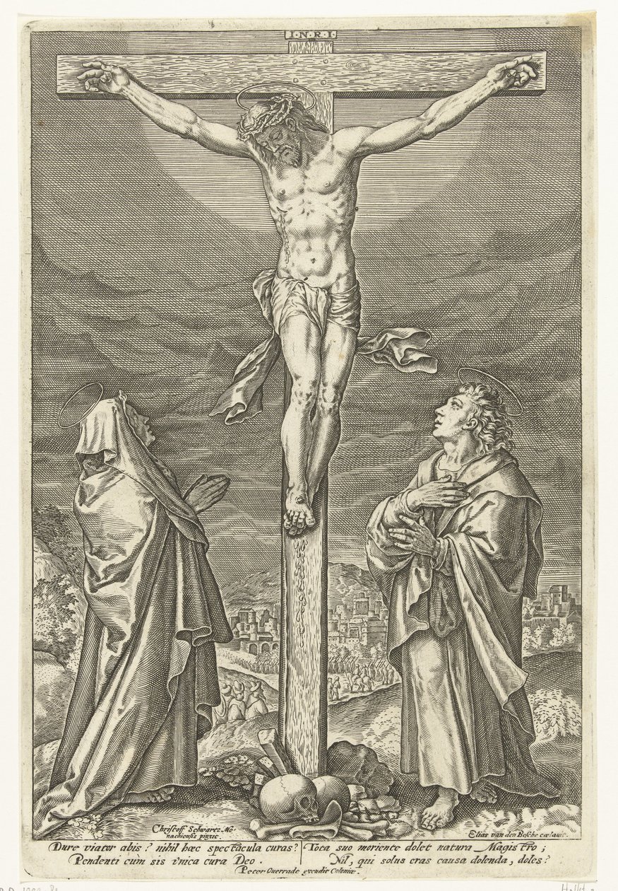 Christ sur la croix, avec Marie et Jean-Baptiste - Elias van den Bossche