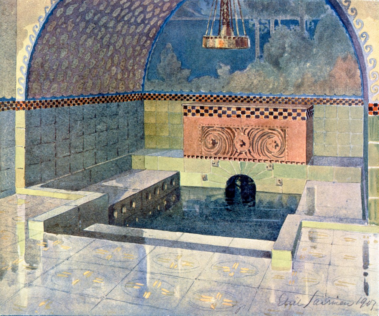 Salle de bain à la maison de campagne Merijoki, conçue par Eliel Saarinen, de 