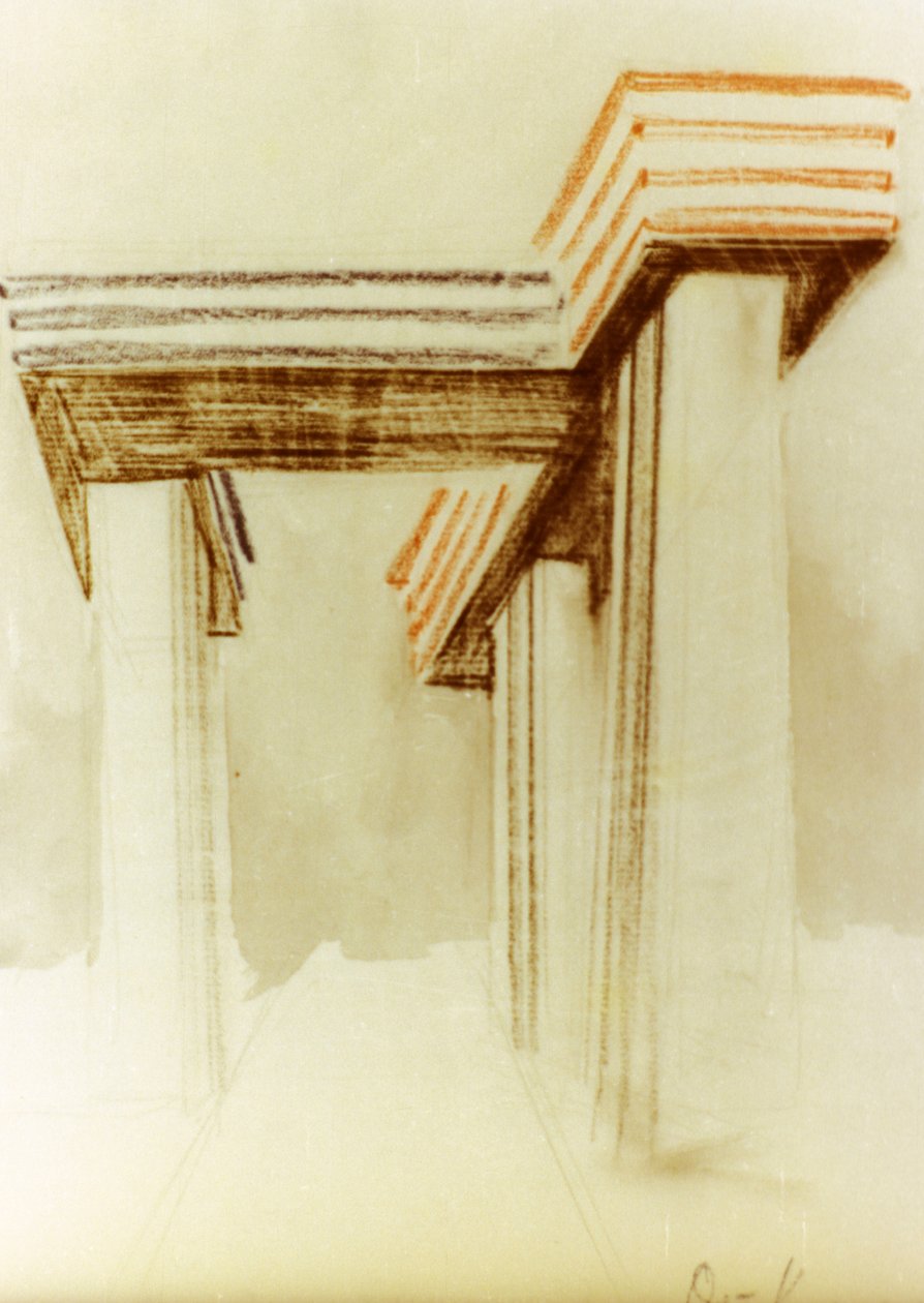 Dessin de conception pour le bâtiment wolkenbugel (fer-nuage) proposé par el lissitzky (lazar markovich lissitzky) qui n