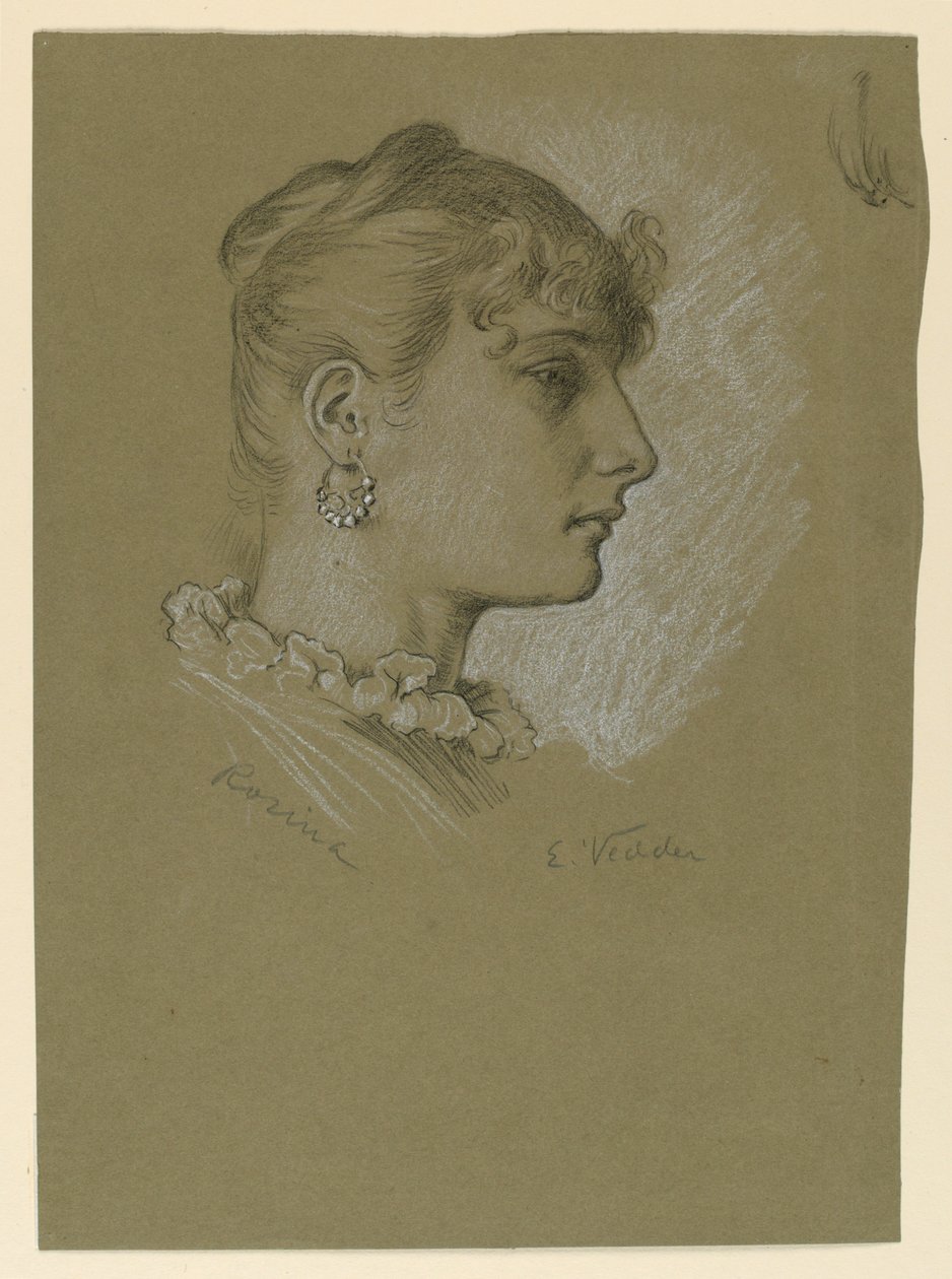 Dessin, Tête de femme, profil : Rosine, vers 1885 - Elihu Vedder