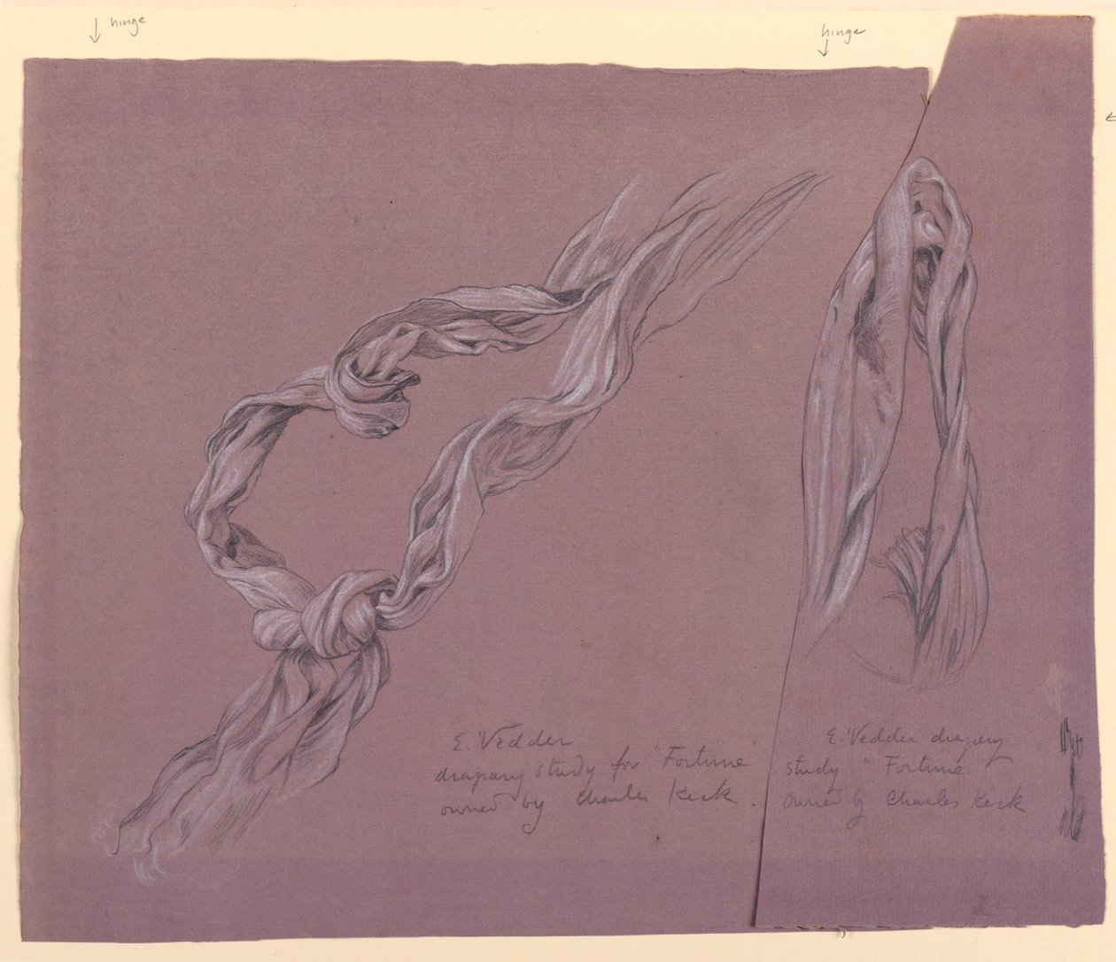 Dessin, études de la draperie de "Fortune", vers 1887 - Elihu Vedder
