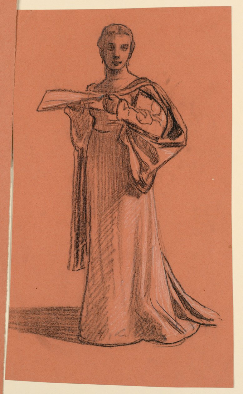 Dessin, étude pour le personnage du "cortège nuptial", vers 1872 - Elihu Vedder