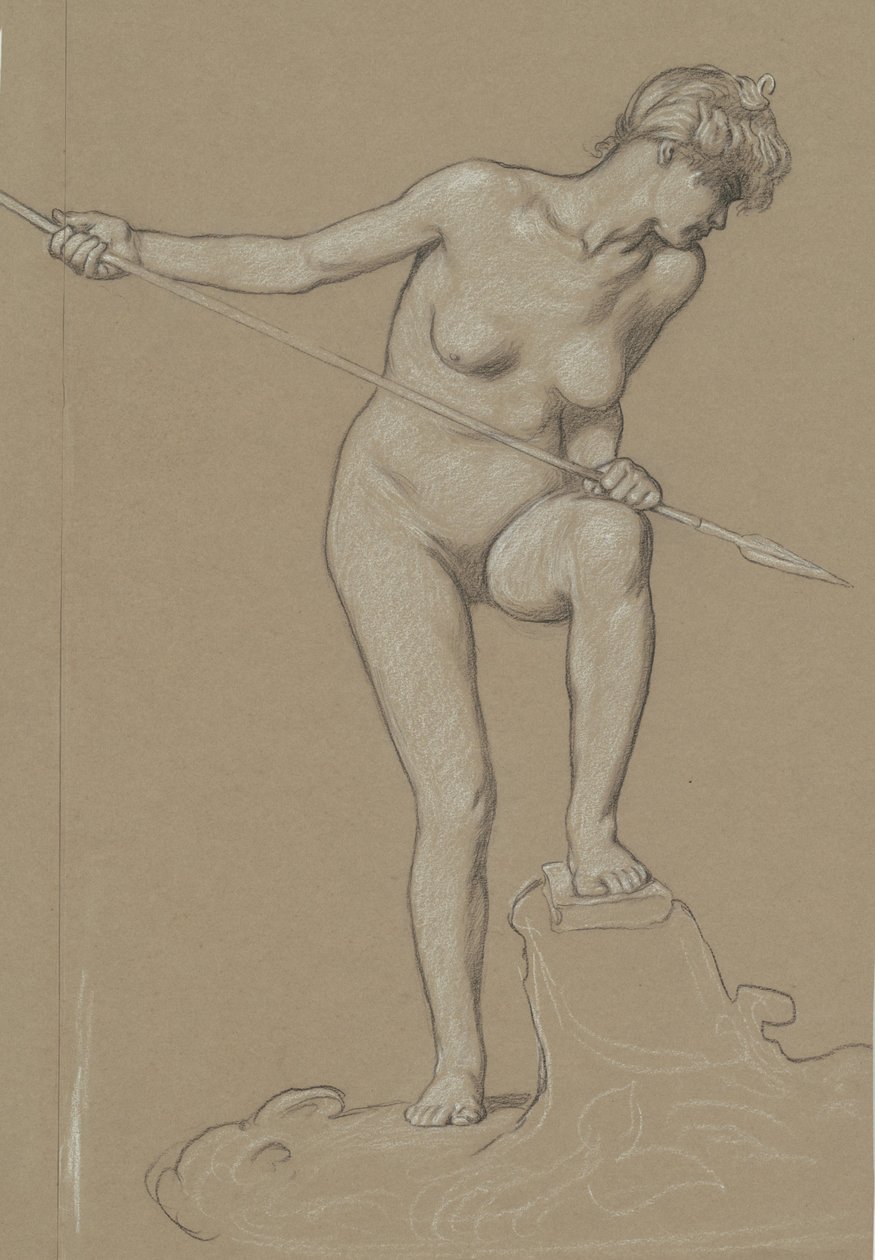 Fille harponnant un dauphin, c. 1900 - Elihu Vedder