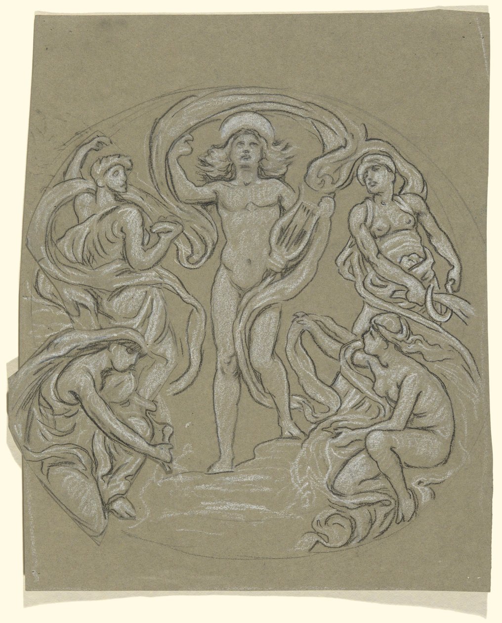 Étude pour le cercle central du plafond de Huntington : Apollon et ses assistants - Elihu Vedder