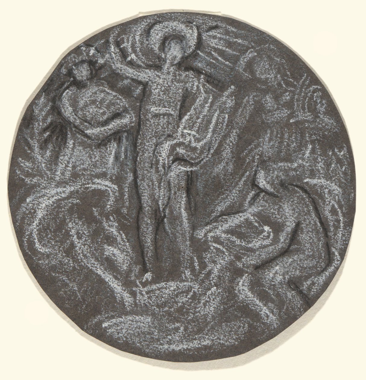 Étude pour le tondo central du plafond de Huntington : Apollon et les Quatre Saisons - Elihu Vedder