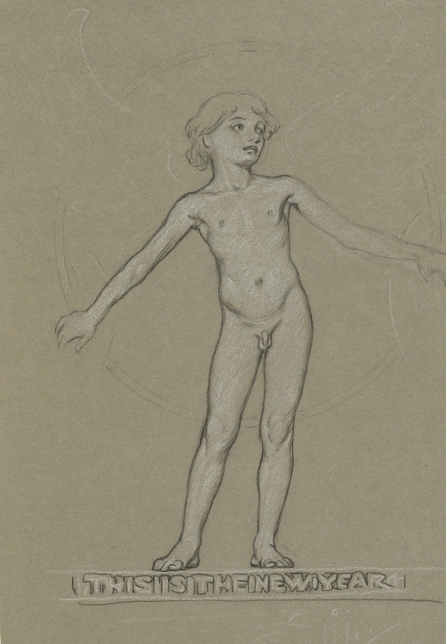 Étude pour Jeunesse ailée (Le Nouvel An) - Elihu Vedder