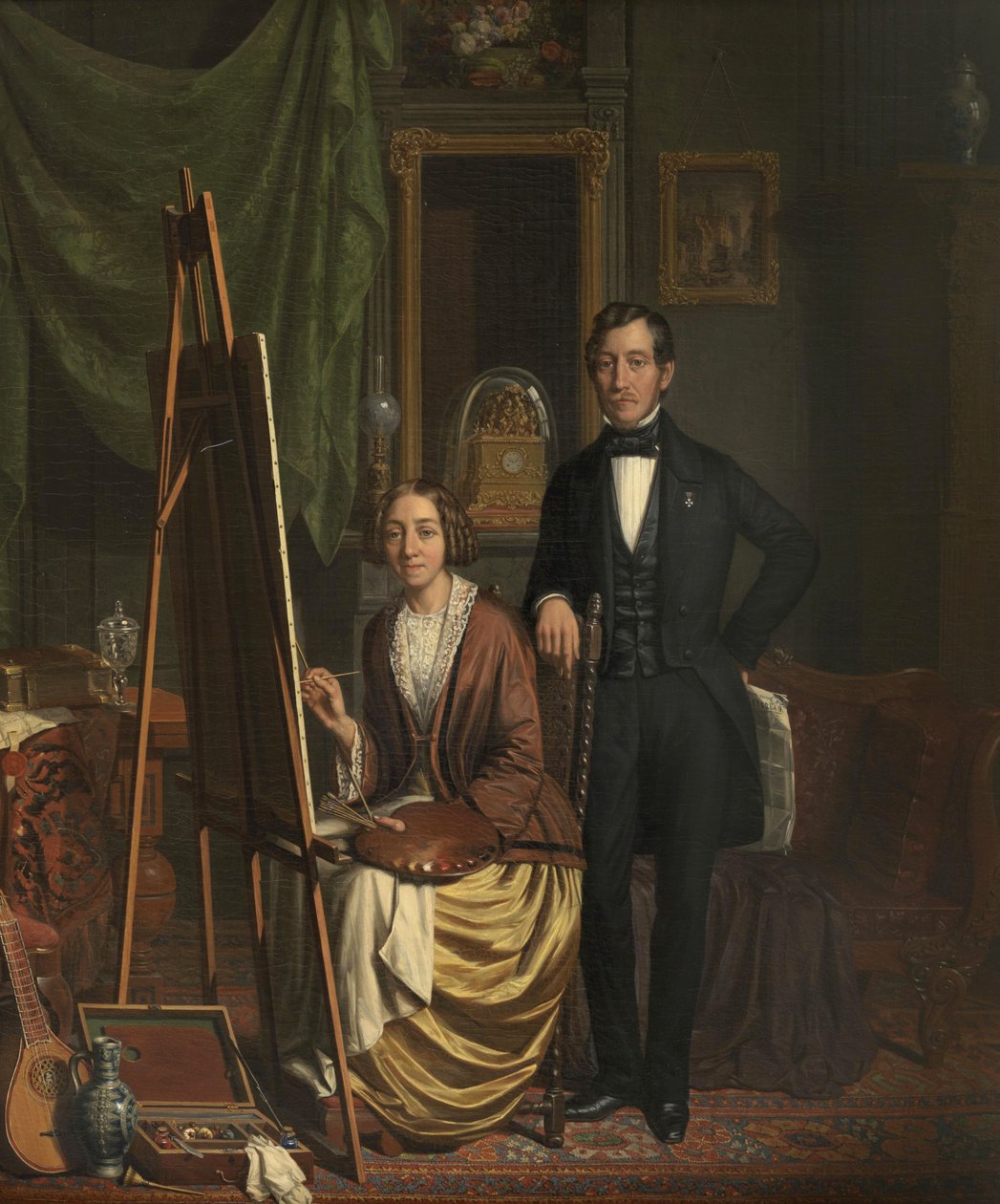 (Auto)portrait du couple Kiers-Haanen par Elizabeth Haanen (1845) - Elisabeth Alida Haanen