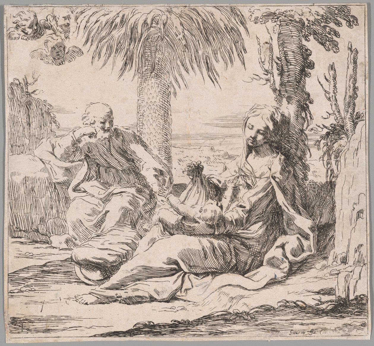 Le reste de la fuite en Égypte - Elisabetta Sirani