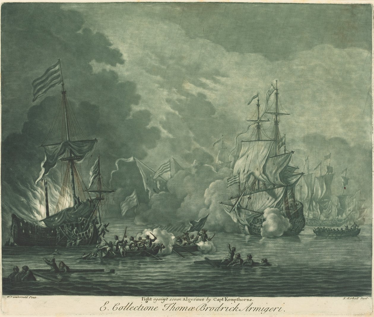 Combat contre Sept Algériens - Elisha Kirkall after Willem van de Velde the Elder