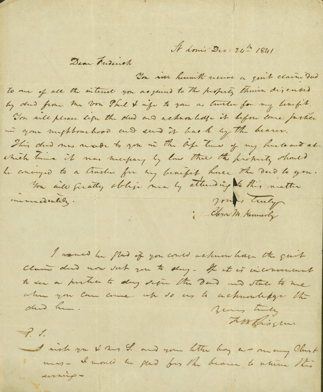 Lettre à Frederick Saugrain d
